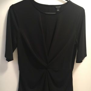 Ann Taylor Black Knotted elbow sleeve top